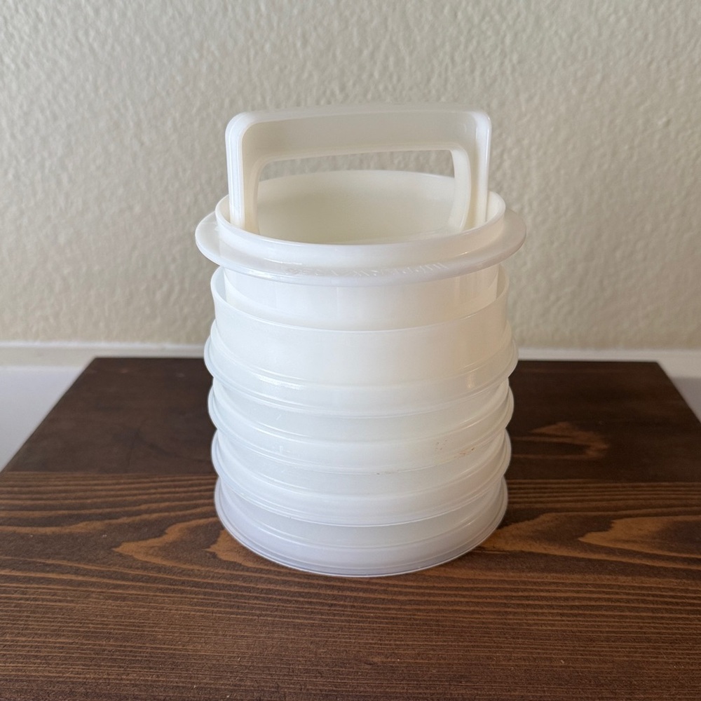Vintage Tupperware Hamburger Press and Storage 6-piece